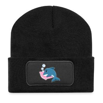 Dolphin Sleeping Pillow - Recycled Patch Beanie - black - Front