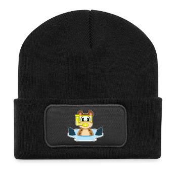 Erdmännchen Taucher Haiflosse Tauchen - Recycelte Patch Beanie - Schwarz - Vorne