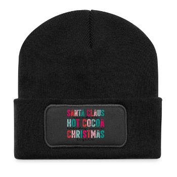 Santa Claus Heiße Schokolade Weihnachten - Recycelte Patch Beanie - Schwarz - Vorne