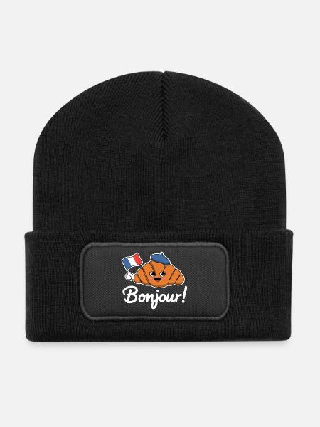 Bonjour Croissant - Recycelte Patch Beanie - Schwarz