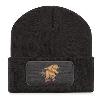 Biber Skater Skateboard - Recycelte Patch Beanie - Dunkelgrau - Vorne