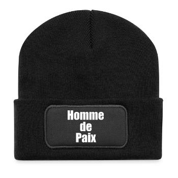 Homme de paix - Beanie recyclé à patch - noir - Devant