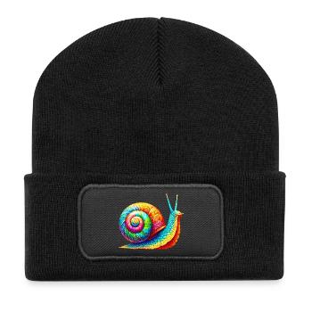 Schnecke - Recycelte Patch Beanie - Schwarz - Vorne