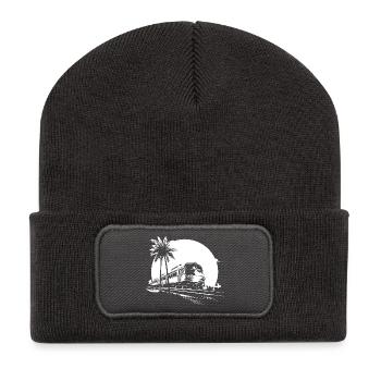 Train Graphics - Recycled Patch Beanie - dark grey - Front