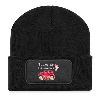 Braut Team Auto Braut Blumen - Recycelte Patch Beanie - Schwarz - Vorne