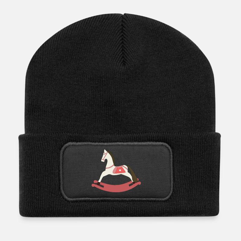 Schaukelpferd - Recycelte Patch Beanie - Schwarz