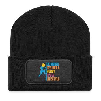 Klettern - es ist kein Hobby. Es ist ein Lebensstil - Recycelte Patch Beanie - Schwarz - Vorne