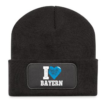 I Love Freistaat Bayern - Recycelte Patch Beanie - Dunkelgrau - Vorne