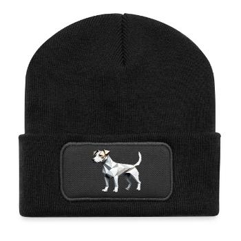 Jack Russell Terrier - Low Poly Pet Dog Design - Recycelte Patch Beanie - Schwarz - Vorne