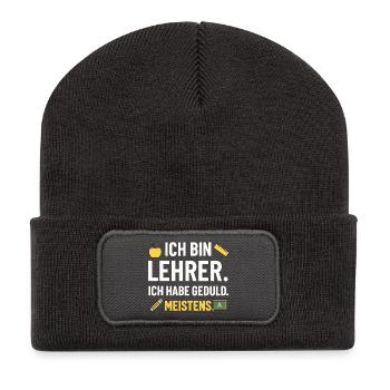 Ich Bin Lehrer Ich Habe Geduld Meistens - Recycelte Patch Beanie - Dunkelgrau - Vorne