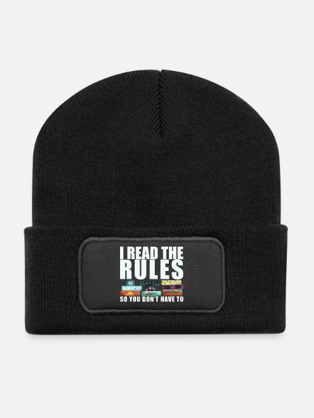 Brettspiele lustiger Spruch - Regeln gelesen - Recycelte Patch Beanie - Schwarz