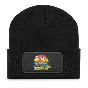 Einfach weiterlaufen - Recycelte Patch Beanie - Schwarz - Vorne