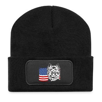 Cairn Terrier US America Flag Dogs Dog Wilsigns - Recycled Patch Beanie - black - Front