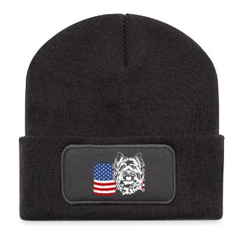 Cairn Terrier US Amérique Drapeau Chiens Chien Wilsigns - Beanie recyclé à patch - charbon - Devant