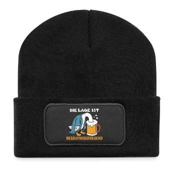 Die Lage ist besäufniserregend lustige Sauf Gans - Recycelte Patch Beanie - Schwarz - Vorne