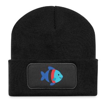 Fish striped - Recycled Patch Beanie - black - Front