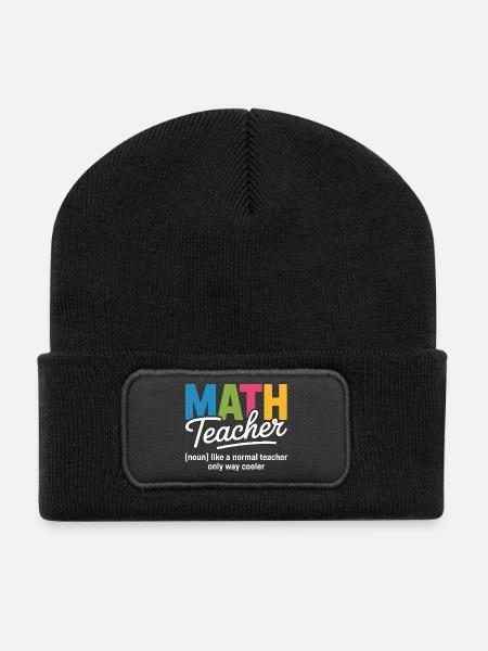 Colourful Math Teacher Illustration T-Shirt - Recycled Patch Beanie - black
