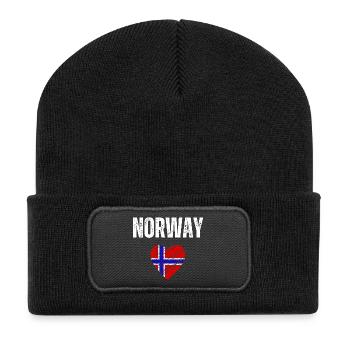 Ich liebe Norwegen, die Flagge Norwegens - Recycelte Patch Beanie - Schwarz - Vorne