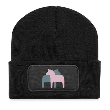 Dala Horse Couple Horses Love Wedding Decoration Love - Recycled Patch Beanie - black - Front