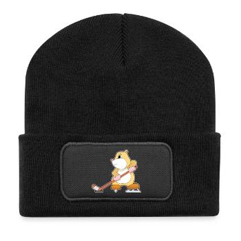 Hamster Hockey Hockey Stick - Recycled Patch Beanie - black - Front