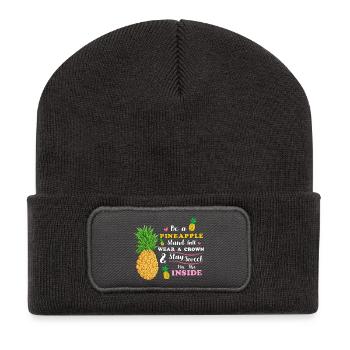 be a pineapple stand tall wear a crown stay sweet  - Recycled Patch Beanie - dark grey - Front