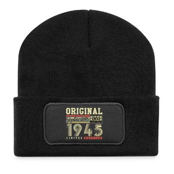 Original September 1945 Vintage Birthday Retro - Recycled Patch Beanie - black - Front