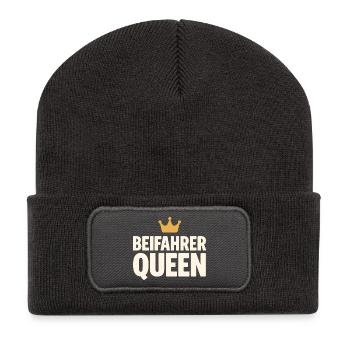 Lettrage Passenger Queen avec couronne - Beanie recyclé à patch - charbon - Devant
