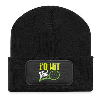 I Beat The Tennis Player Humor - Recycled Patch Beanie - black - Front
