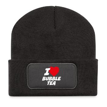 J'adore le thé aux perles - Beanie recyclé à patch - charbon - Devant