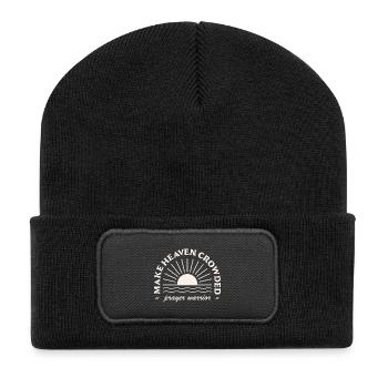 Christian prayer warrior god faith funny humor pun - Recycled Patch Beanie - black - Front