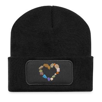 Cœur de pierres colorées - Beanie recyclé à patch - noir - Devant