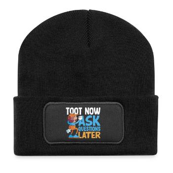 Public Fart Funny Inappropriate - Recycled Patch Beanie - black - Front