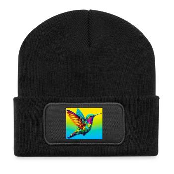 Kolibri - Recycelte Patch Beanie - Schwarz - Vorne