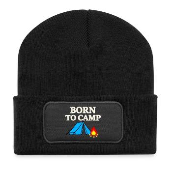 Né pour camper - Beanie recyclé à patch - noir - Devant