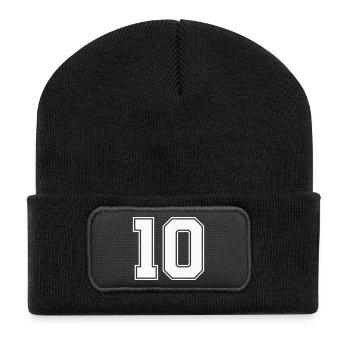 10 - Recycelte Patch Beanie - Schwarz - Vorne