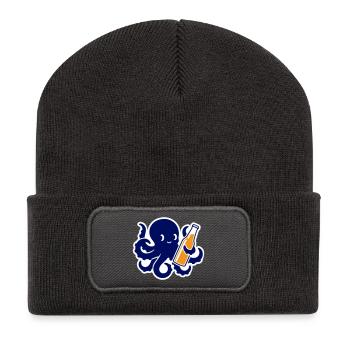 Pieuvre avec bouteille de bière style amusant - Beanie recyclé à patch - charbon - Devant