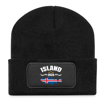 Vacances de pêche Islande 2026 - Beanie recyclé à patch - noir - Devant