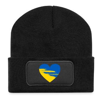 Ukraine Heart - Recycled Patch Beanie - black - Front