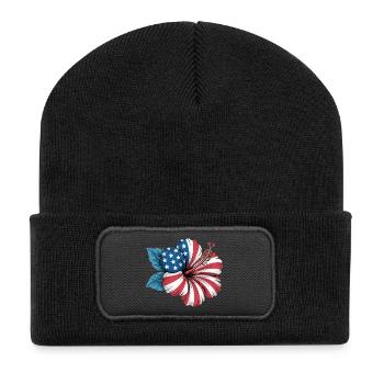Florist Hibiscus Flower Independence Day 4th of - Recycled Patch Beanie - black - Front