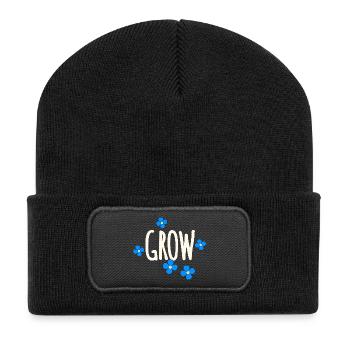 Motif floral Grow - Beanie recyclé à patch - noir - Devant
