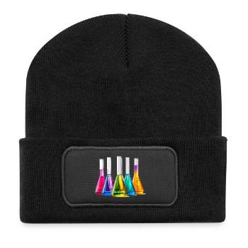 Colourful laboratory bottles in a play of colours - Recycled Patch Beanie - black - Front