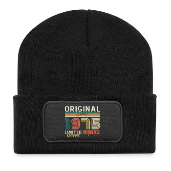 1975 Vintage Retro Birthday Gift - Recycled Patch Beanie - black - Front