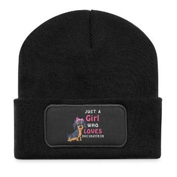 La fille aime les teckels T-shirt - Beanie recyclé à patch - noir - Devant