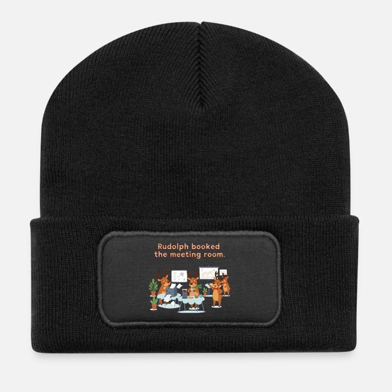Rudolph hat den Meetingraum gebucht - Recycelte Patch Beanie - Schwarz