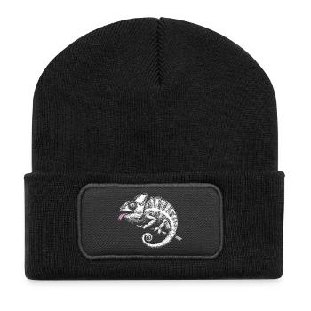 Chameleon pastel tribal art - Recycled Patch Beanie - black - Front