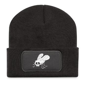 Crâne de mouche (blanc) - Beanie recyclé à patch - charbon - Devant