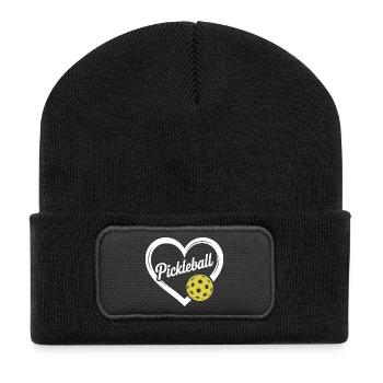 Motif de cœur de pickleball - Beanie recyclé à patch - noir - Devant