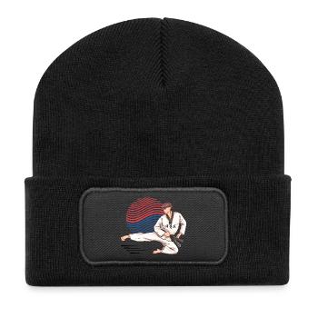 Taekwondo Korea Fighter – Martial Arts Style - Recycelte Patch Beanie - Schwarz - Vorne