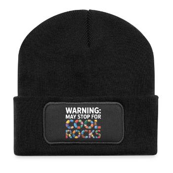 Rock Collecting Rockhound Rock Collector Geology - Recycled Patch Beanie - black - Front