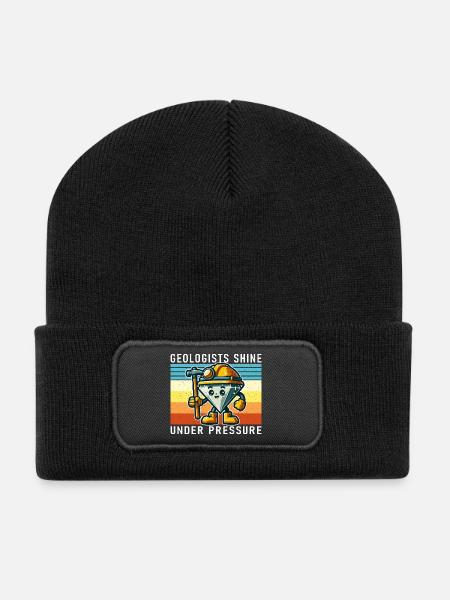 Geologen unter Druck Karikatur Diamant - Recycelte Patch Beanie - Schwarz